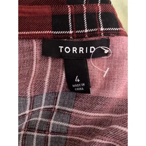 Torrid Duster Top Women’s Size 4X Plaid - Picture 4 of 5